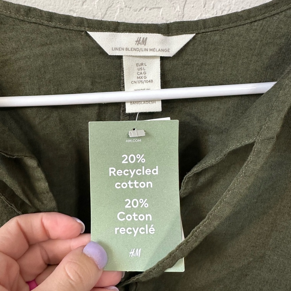 H&M Khaki Linen Blend Dress - Picture 2 of 2